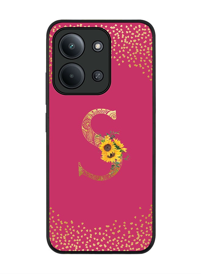 For Xiaomi Poco C85 4G Case,Slim fit Camera Protection, Shockproof Thin Phone cover  - Custom Floral Monogram - S ( Deep Pink )
